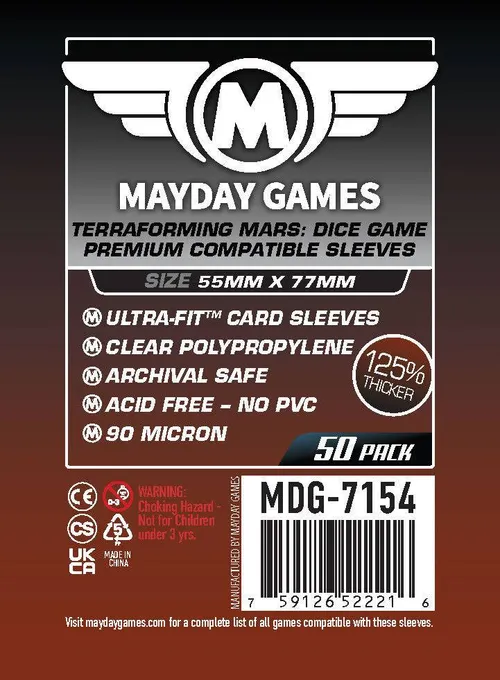 "Terraforming Mars: Dice Game" Compatible Sleeves (55x77mm)