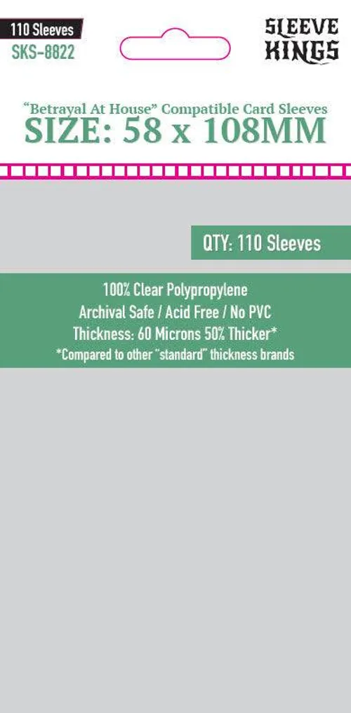 "Betrayal At House on the Hill" Compatible Sleeves (58x108mm)